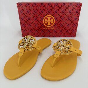 Tory Burch $248 Metal Miller Sandals Peachy Gold Flats 6.5
